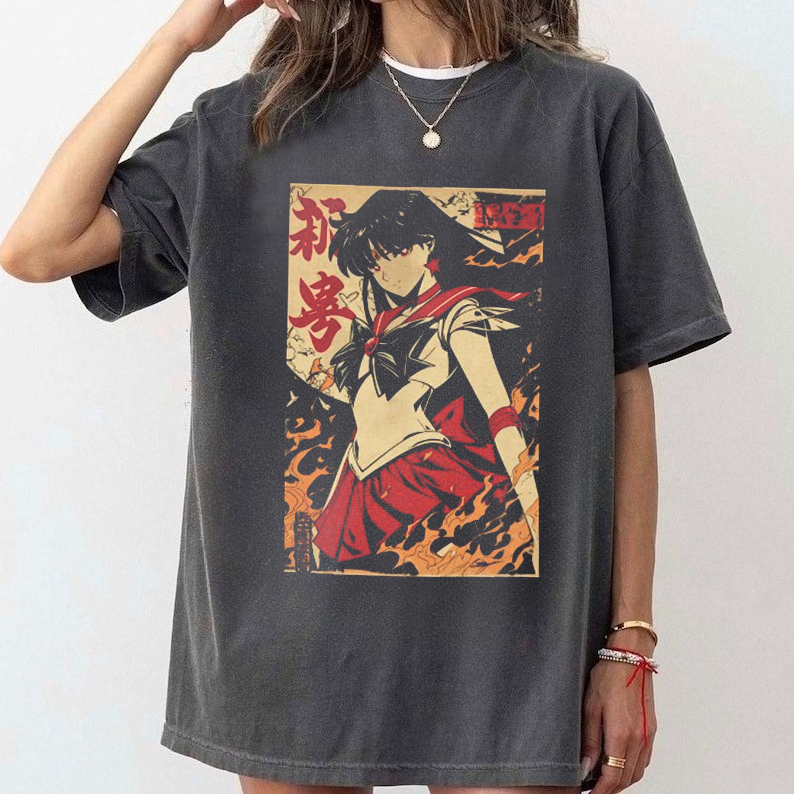 Street Fashion Types - เสื้อยืดลายการ์ตูนเซเลอร์มูนสไตล์เรโทรยุค 90 ผ้าฝ้ายสำหรับฤดูร้อน เสื้อยืดลำลองแนวสตรีทแฟชั่น แขนสั้น คู่รัก