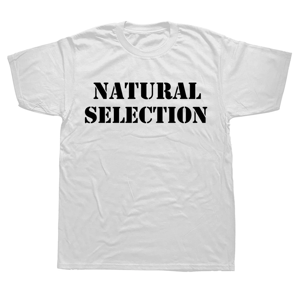 Street Fashion Evolution - เสื้อยืดผู้ชายลายพิมพ์ข้อความ Natural Selection, เสื้อยืดลายวิวัฒนาการ, เสื้อยืดทรงหลวมสไตล์ฮาราจูกุแฟชั่นลำลองแนวสตรีท