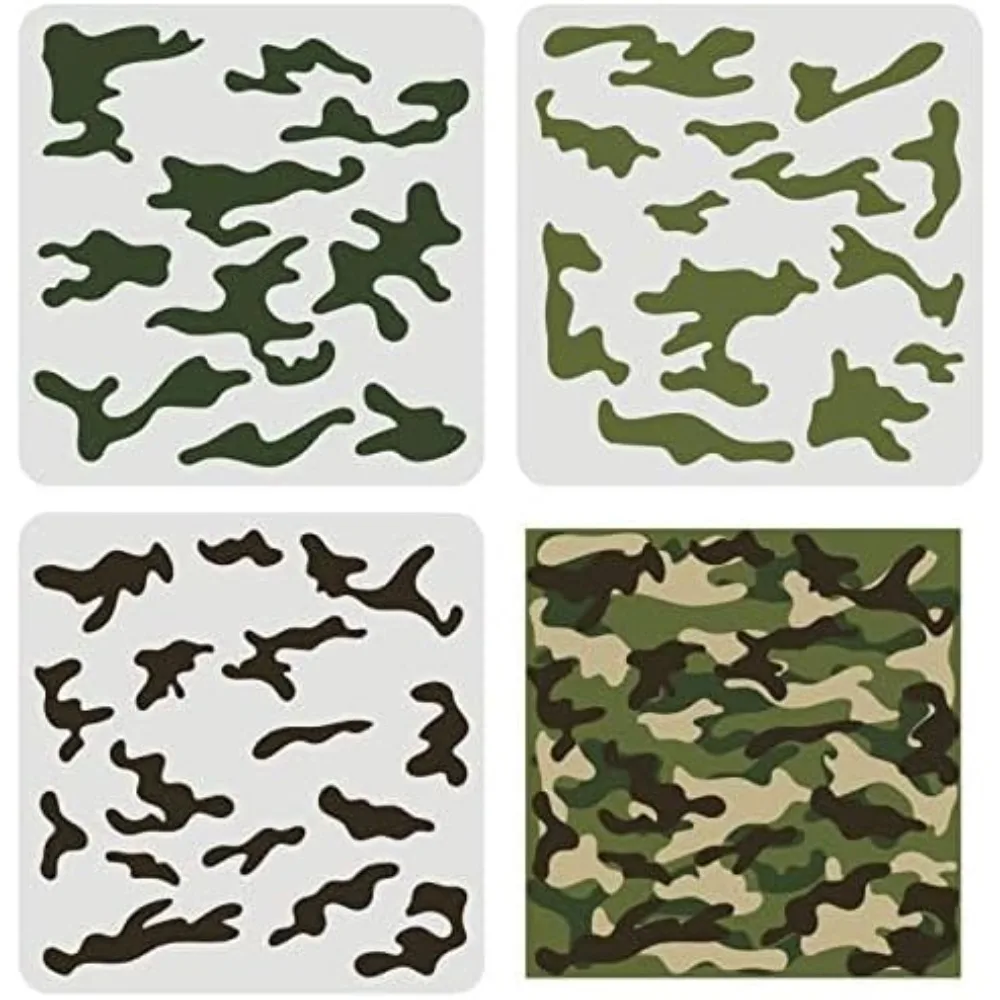 Camo Pattern Set - 3 pcs Camo Stencil Kit 11.8x11.8