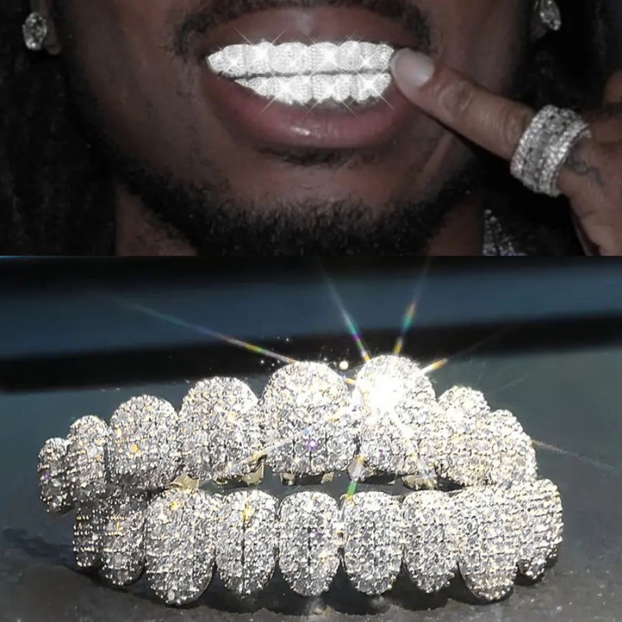 Street Fashion Jewelry - RACHELZ ฮิปฮอป 10/10 ชุดฟันปลอมแบบ Iced Out