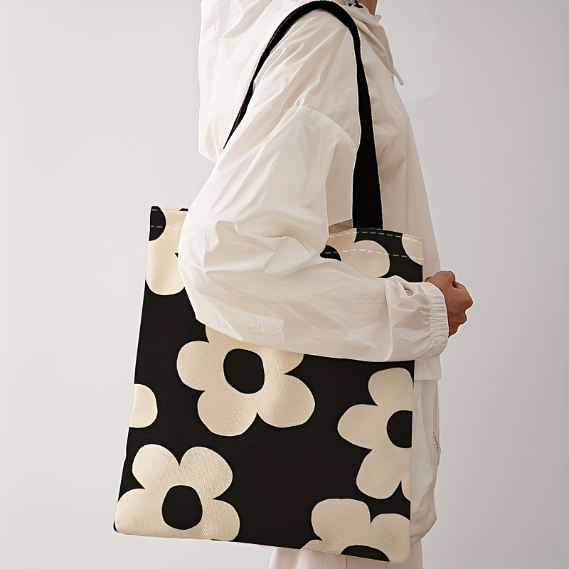 Tote Bag Canvas Print - กระเป๋าโท้ทพิมพ์ลายดอกไม้สีเหลือง, กระเป๋าเป้สะพายหลังแฟชั่นนำกลับมาใช้ใหม่ได้, กระเป๋าถืออเนกประสงค์, กระเป๋าช้อปปิ้งผ้าแคนวาสพิมพ์ลาย