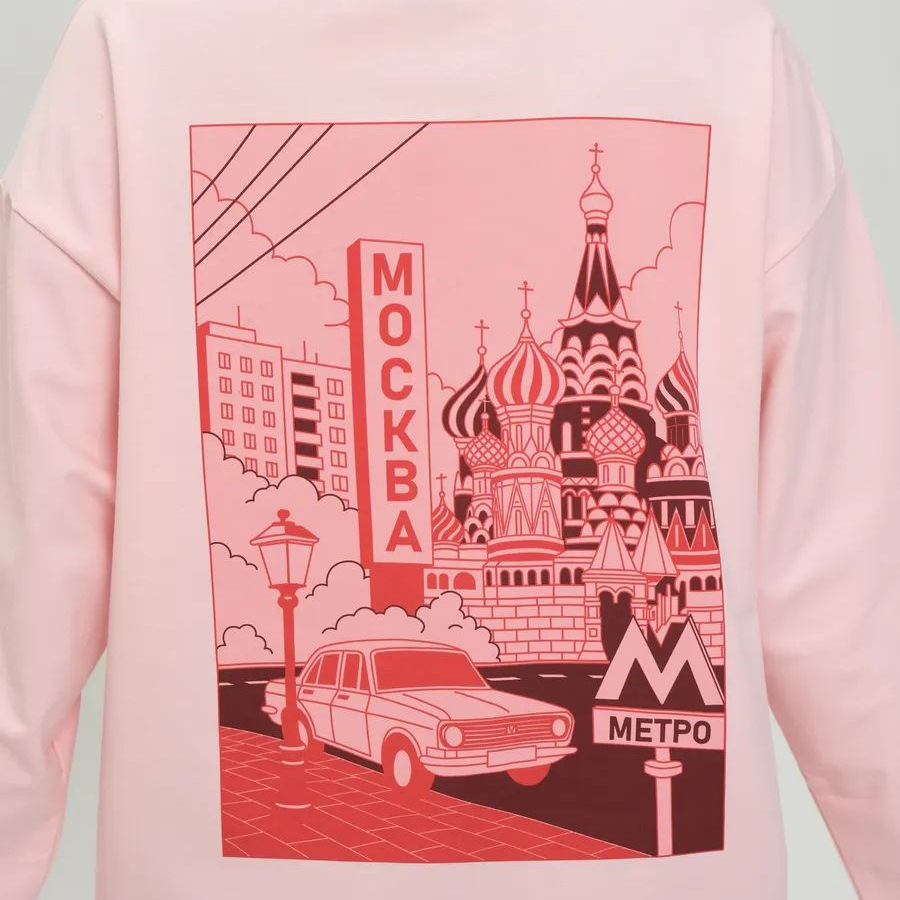 Street Fashion Moscow - เสื้อยืดแขนยาวพิมพ์ลายทิวทัศน์เมืองมอสโก | 