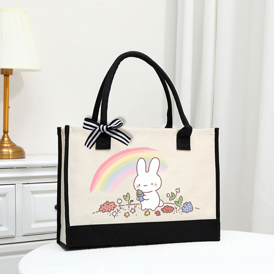 Tote Bag Canvas Print - กระเป๋าผ้าแคนวาสสีขาวพิมพ์ลายการ์ตูน - กระเป๋าถือที่หรูหราและสะดวกสบาย