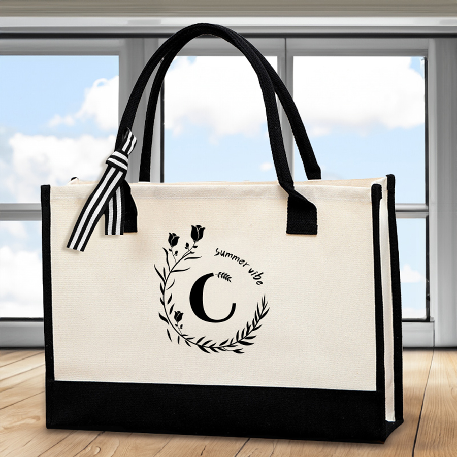 Tote Bag Canvas Print - กระเป๋าโท้ตพิมพ์ลายตัวอักษรหนัง, กระเป๋าโท้ทผู้ชายความจุขนาดใหญ่, กระเป๋าโท้ตอเนกประสงค์ที่ทันสมัย