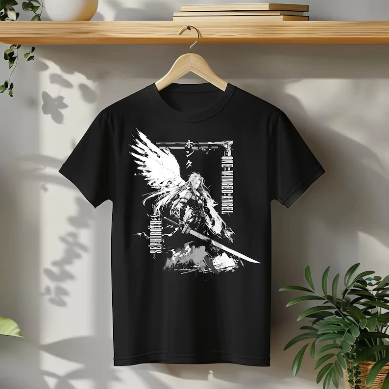 Street Fashion Game - Final Fantasy 7 Sephirothผู้หญิงSoftstyleเสื้อยืดเกมStreet Trendรูปแบบเสื้อยืดแฟชั่นสไตล์ญี่ปุ่นสําหรับเกมY2K