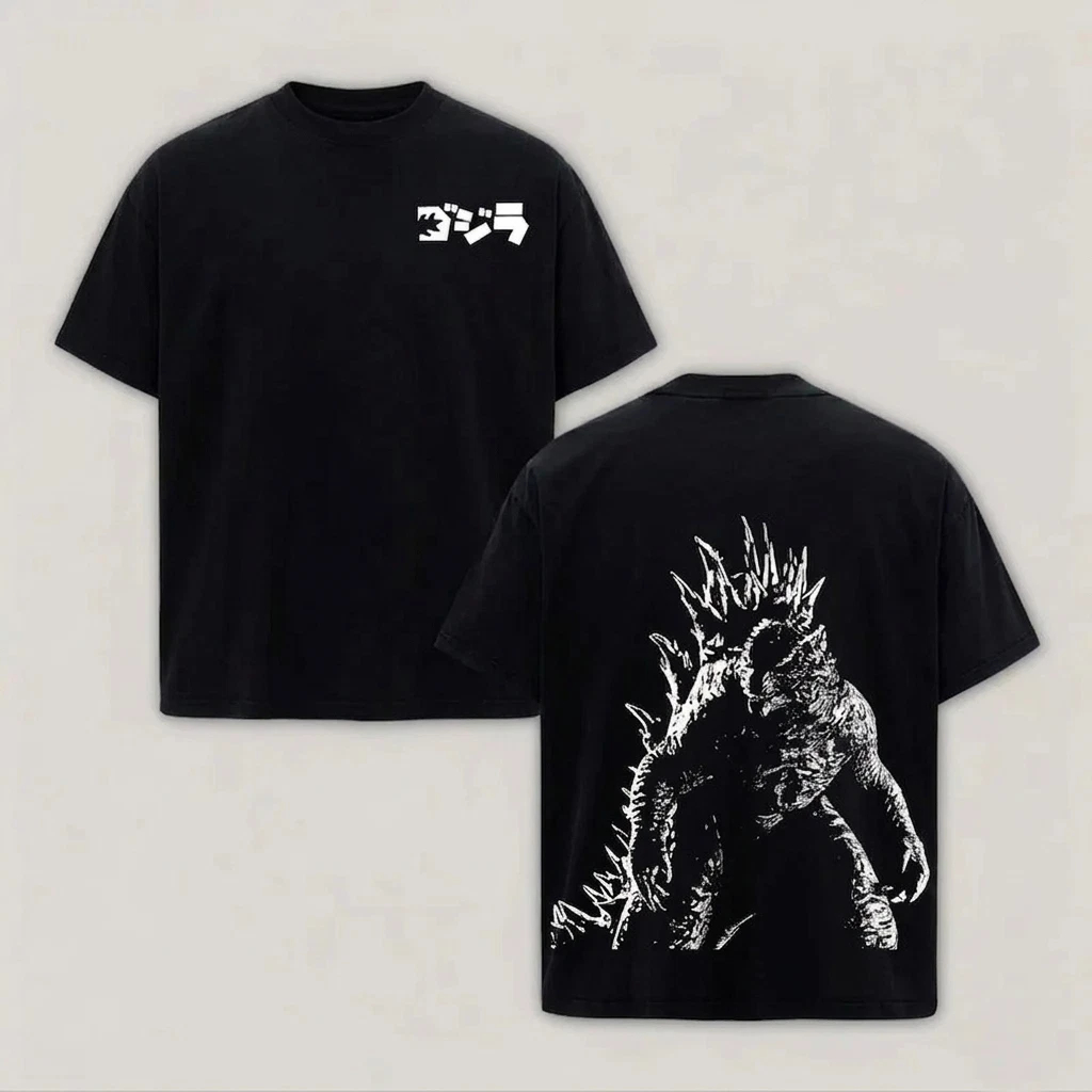 Street Fashion Magazine - เสื้อยืดพิมพ์ลายกราฟิกสไตล์เรโทร คัยจู มอนสเตอร์ แรงบันดาลใจจากก็อดซิลล่า สำหรับผู้ชายและผู้หญิง ผ้าฝ้าย