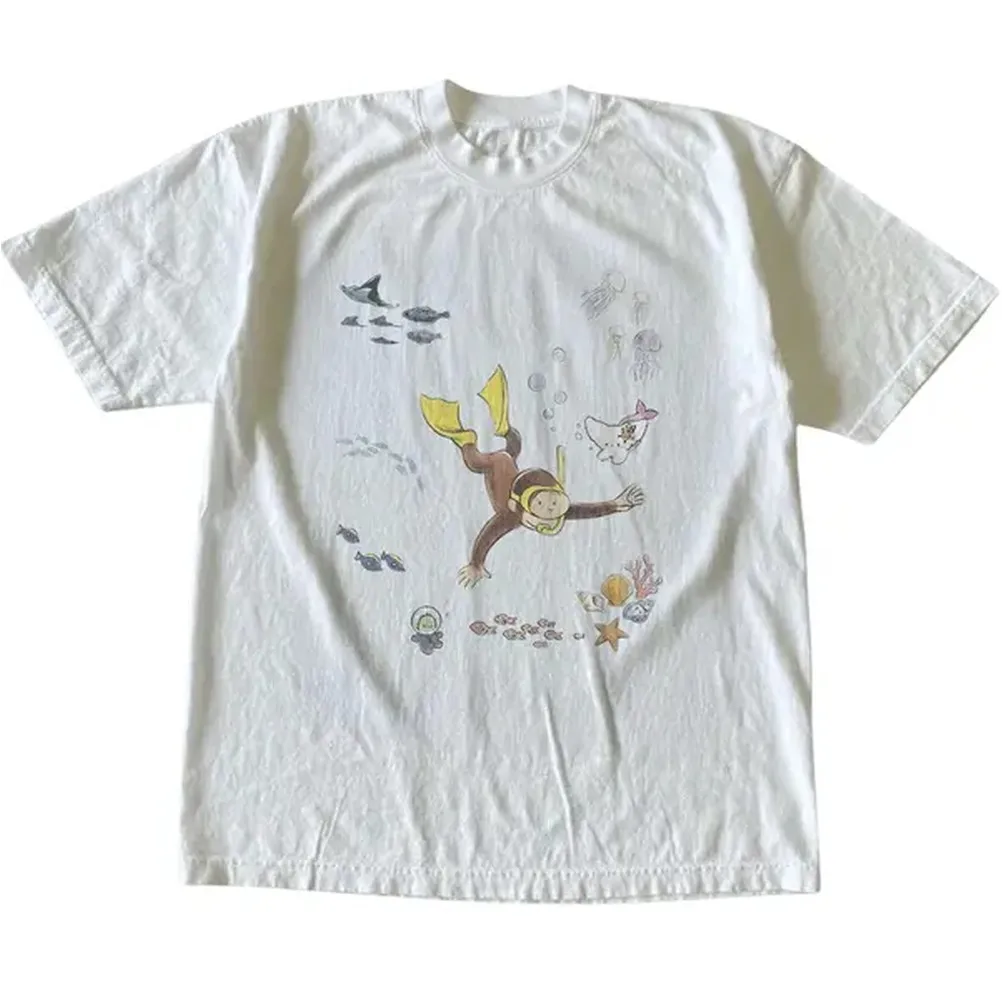 Street Fashion Magazine - เสื้อยืดลายคิวเรียส จอร์จใต้น้ำ, เสื้อยืดลายสัตว์, เสื้อยืดลายการ์ตูน, เสื้อของขวัญ, เสื้อยืดลายกราฟิกวินเทจสำหรับทุกเพศ,