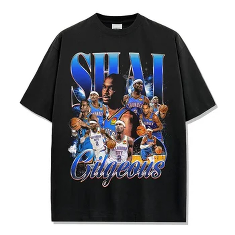 Street Fashion Magazine - เสื้อยืดกราฟิก Shai Gilgeous-Alexander Thunder Legend แบบดิสเทรส