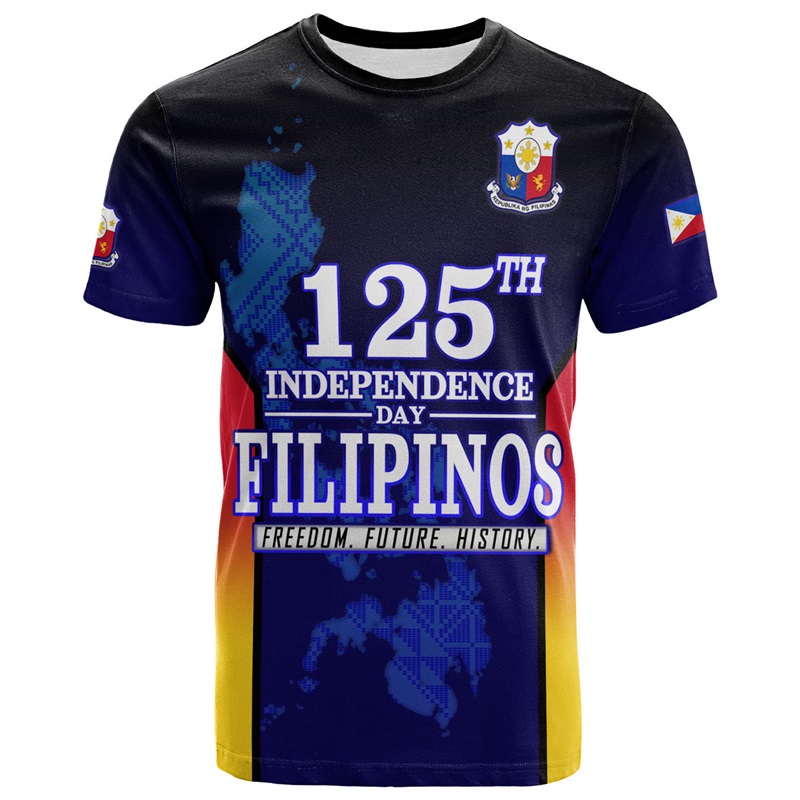 Street Fashion Philippines - เสื้อยืดผู้ชายลายธงชาติฟิลิปปินส์ 3 มิติ สไตล์สตรีทแฟชั่นใหม่รับวันประกาศอิสรภาพฟิลิปปินส์