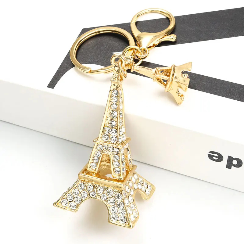 Street Fashion In Paris - กลั่น EIFFEL Tower จัดแต่งทรงผม Rhinestones พวงกุญแจคีย์กระเป๋าอินเทรนด์จี้ภายในรถ
