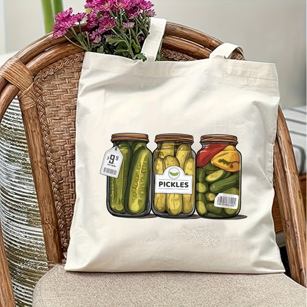 Tote Bag Canvas Print - กระเป๋าผ้าแคนวาสขนาดใหญ่ 1 ใบ ทนทาน ลายกิมจิ กระเป๋าช้อปปิ้งแบบใช้ซ้ำได้