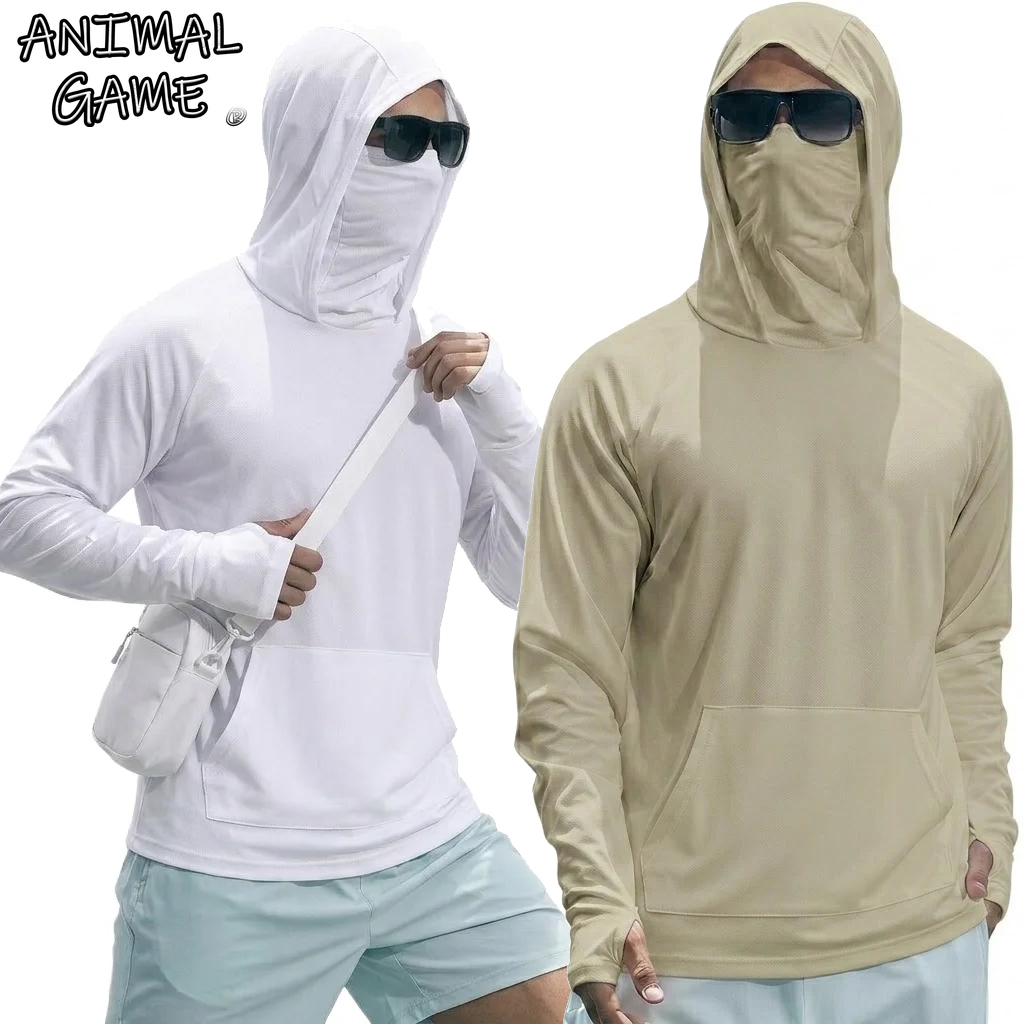 Street Fashion Game - เสื้อยืดแขนยาวผู้ชาย UPF50+ สำหรับฤดูร้อน แห้งเร็ว ป้องกันแสงแดด เหมาะสำหรับวิ่ง