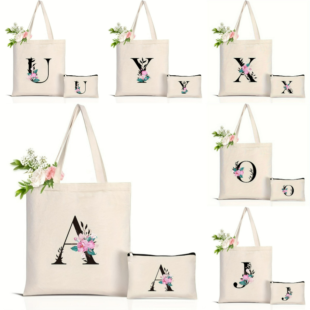 Tote Bag Canvas Print - กระเป๋าโท้ตลายดอกไม้สุดหรู กระเป๋าช้อปปิ้งแบบใช้ซ้ำได้ เป็นมิตรกับสิ่งแวดล้อม สำหรับผู้หญิง กระเป๋าสะพายข้างขนาดใหญ่ ใช้ได้ทุกวัน