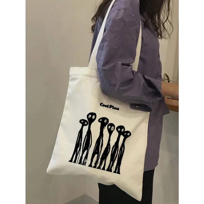 ROMWE กระเป๋าสะพายผ้าแคนวาสลาย - Tote Bag Canvas Print บทวิจารณ์และราคา