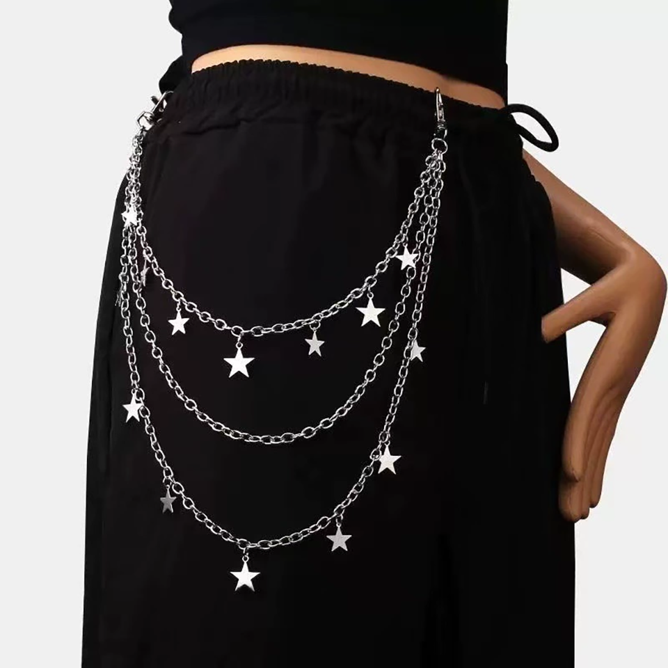 เข็มขัดโซ่ดาวแบบซ้อนสไตล์ Y2K  - Street Fashion Jewelry บทวิจารณ์และราคา