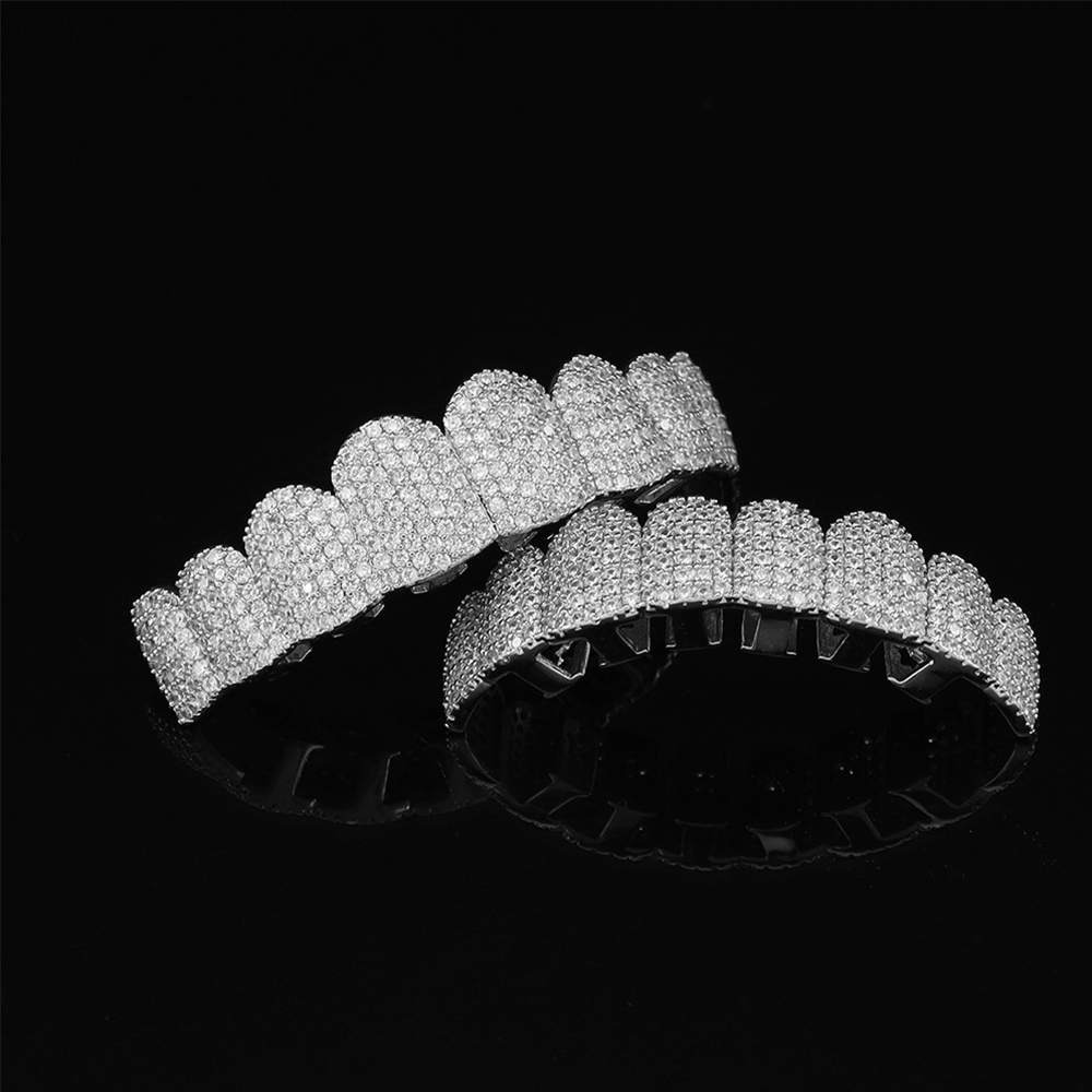 กริลล์ฟันชุบเงินประดับเพชร CZ  - Street Fashion Jewelry บทวิจารณ์และราคา