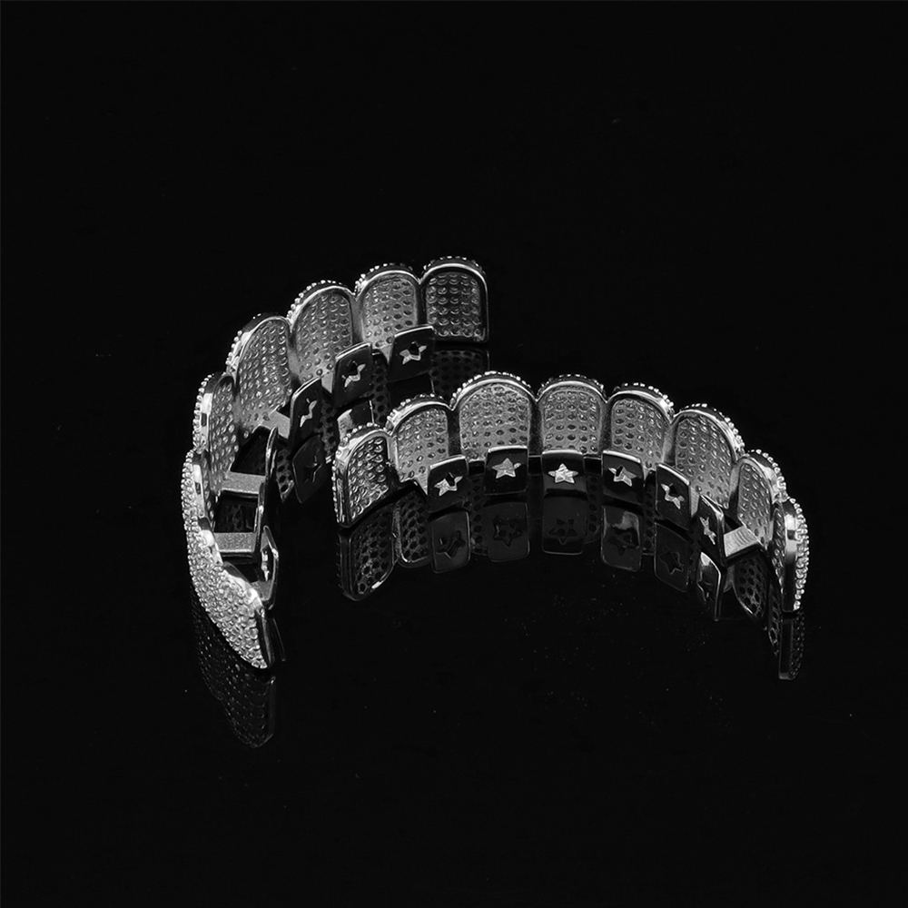 กริลล์ฟันชุบเงินประดับเพชร CZ  - Street Fashion Jewelry บทวิจารณ์และราคา
