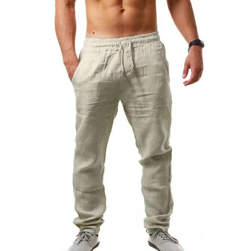 กางเกงผ้าฝ้ายลินินผู้ชายฤดูร้อ - Street Fashion Types บทวิจารณ์และราคา