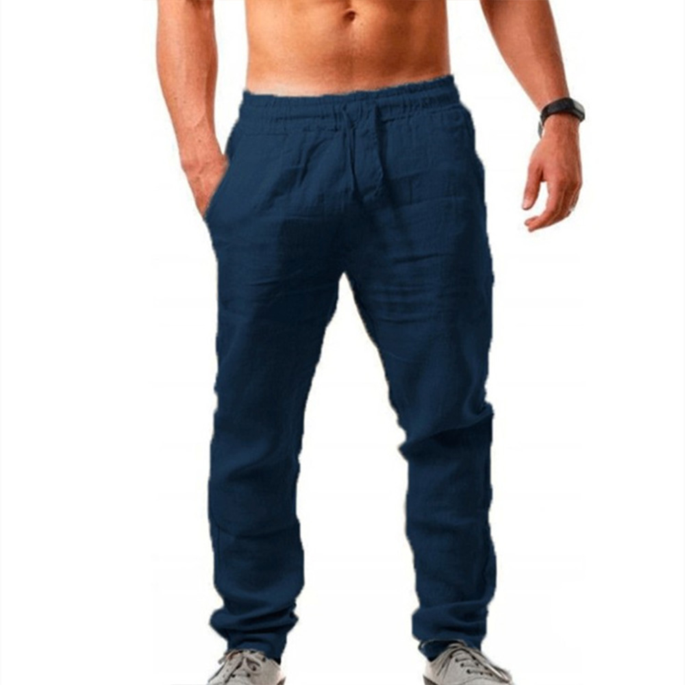 กางเกงผ้าฝ้ายลินินผู้ชายฤดูร้อ - Street Fashion Types บทวิจารณ์และราคา