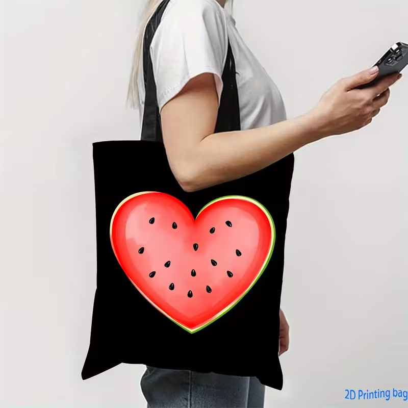 กระเป๋าผ้าแคนวาสลายหัวใจพิมพ์ล - Tote Bag Canvas Print บทวิจารณ์และราคา