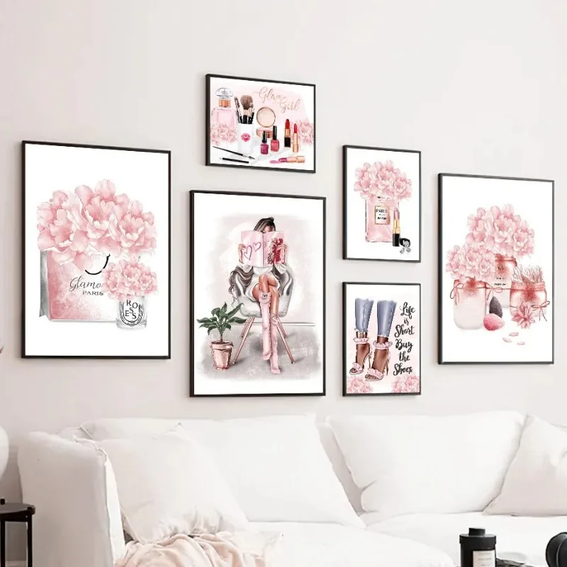 ภาพวาดบนผ้าใบลายดอกไม้สีชมพู น - Street Fashion In Paris บทวิจารณ์และราคา