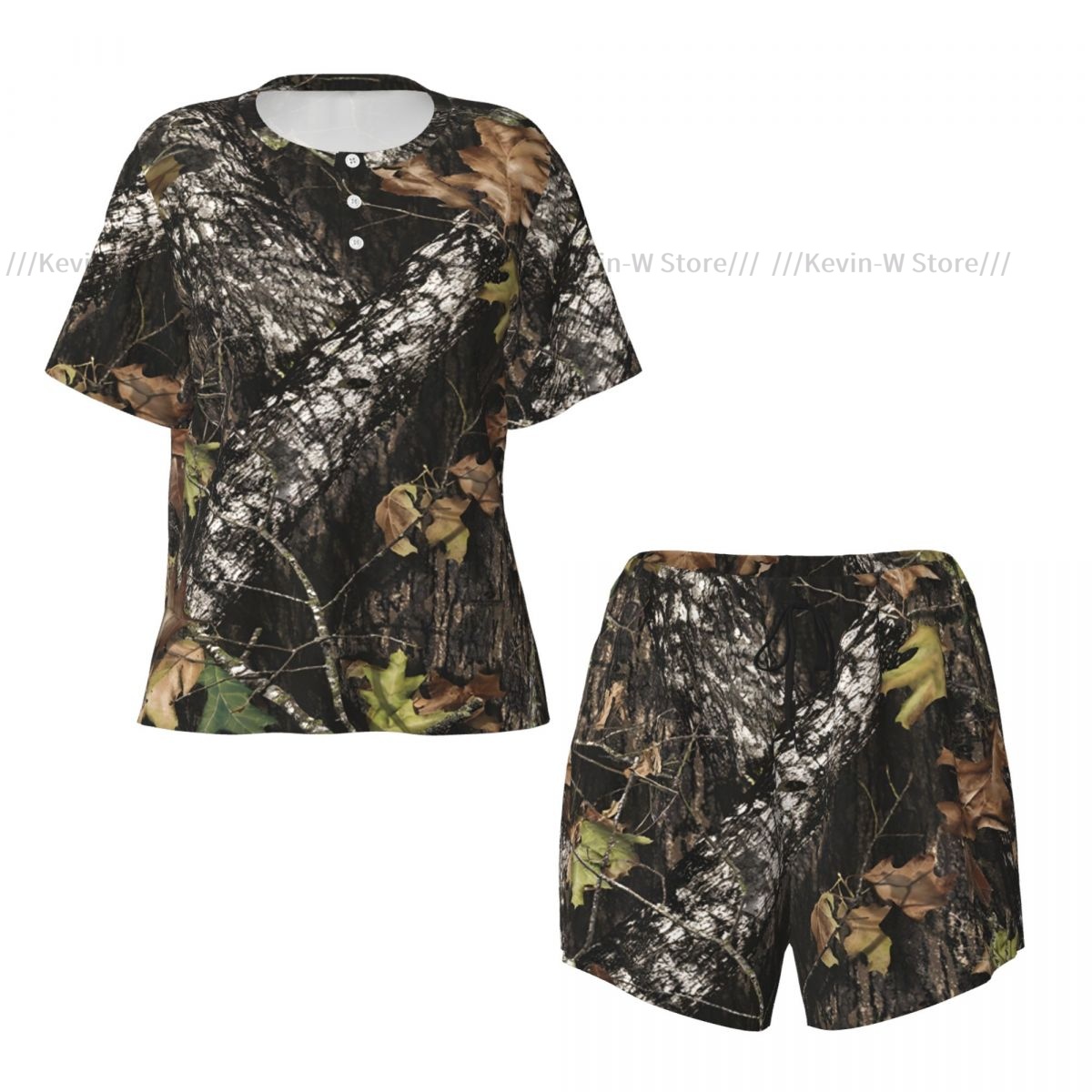 ชุดนอนสตรีสองชิ้นเสื้อยืดแขนสั - Camo Pattern Set บทวิจารณ์และราคา