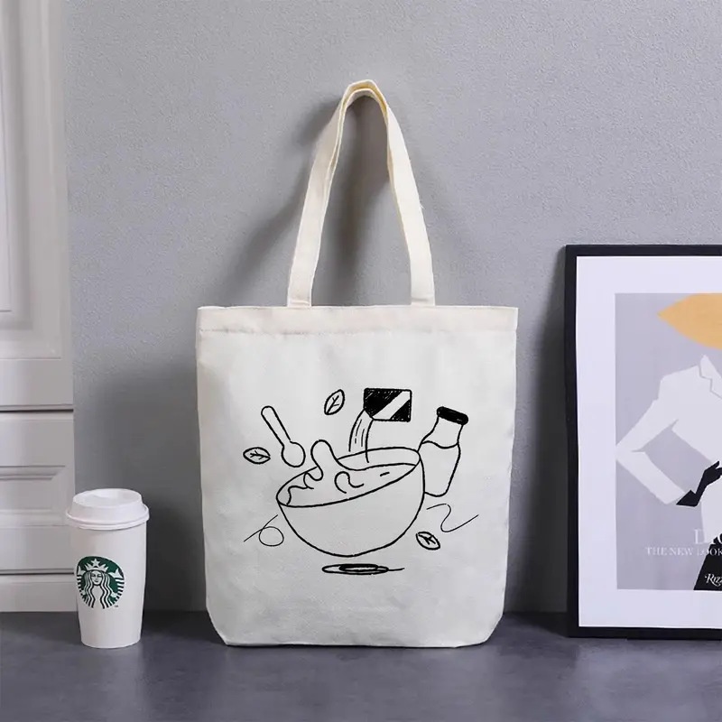 กระเป๋าผ้าแคนวาสลายเส้นศิลปะขน - Tote Bag Canvas Print บทวิจารณ์และราคา