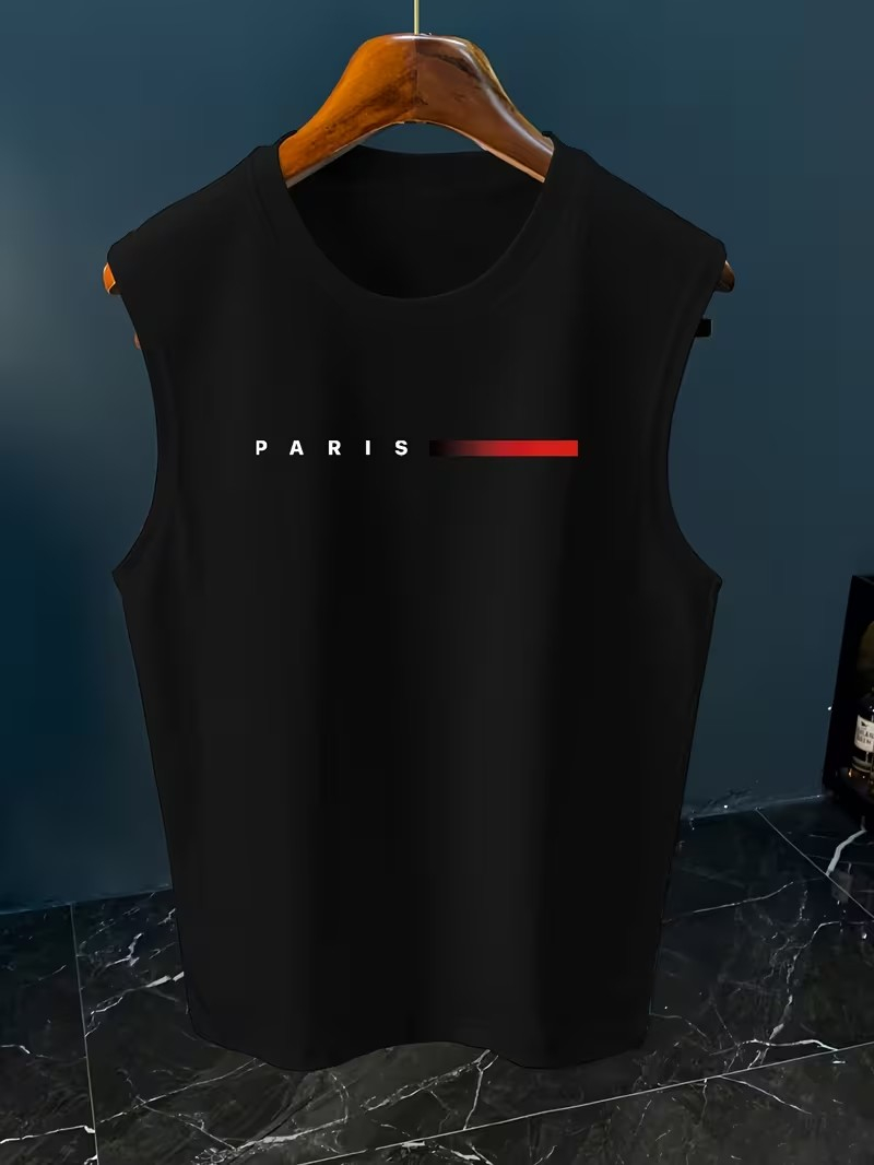 เสื้อกล้ามพิมพ์ลายตัวอักษร Par - Street Fashion In Paris บทวิจารณ์และราคา