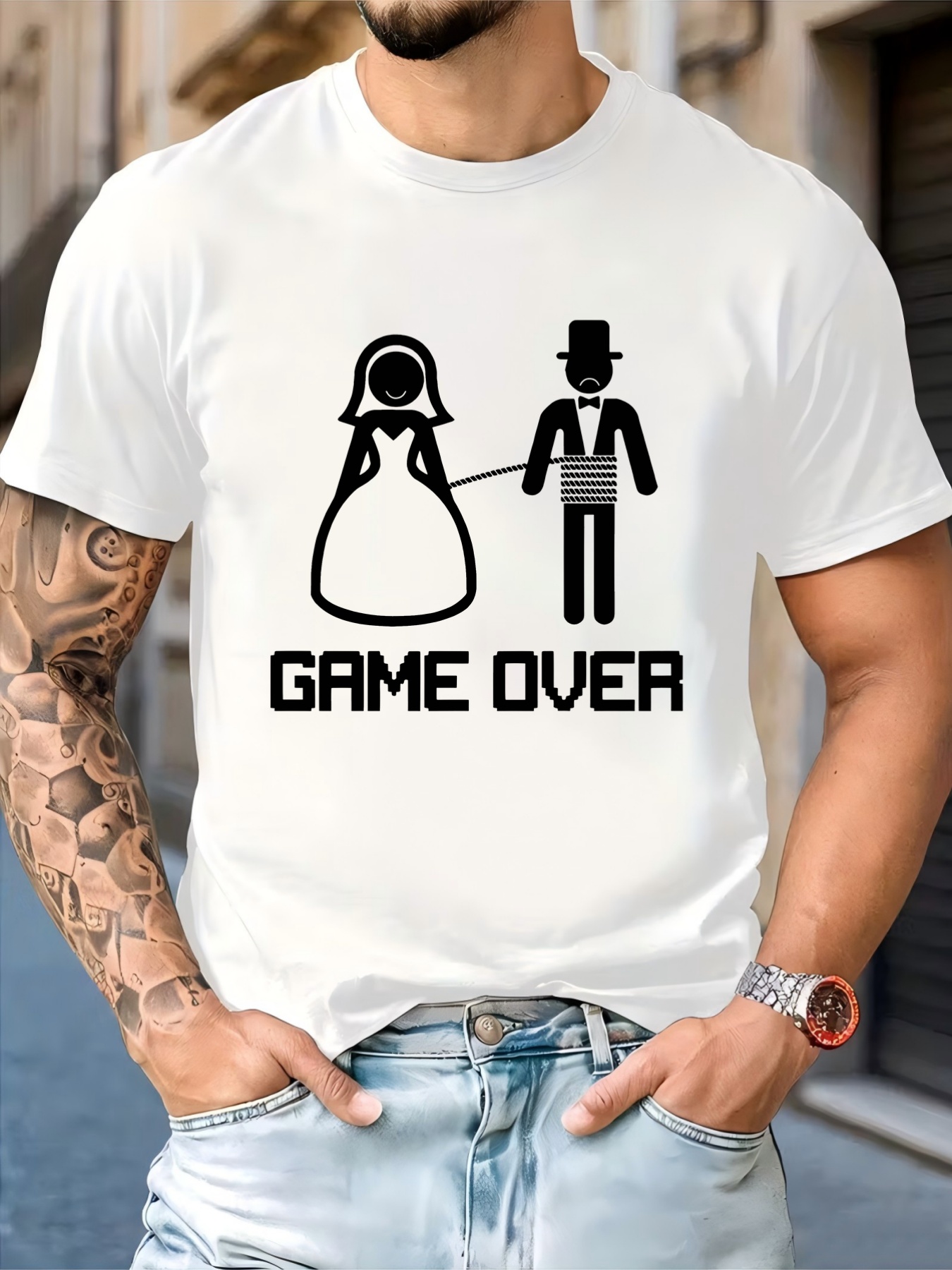 เสื้อยืดคอกลมสีดำสำหรับผู้ชาย  - Street Fashion Game บทวิจารณ์และราคา