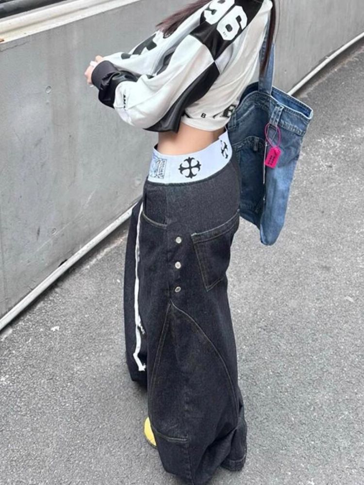 อเมริกันRetro Splicedเอวกางเกง - Street Fashion Types บทวิจารณ์และราคา