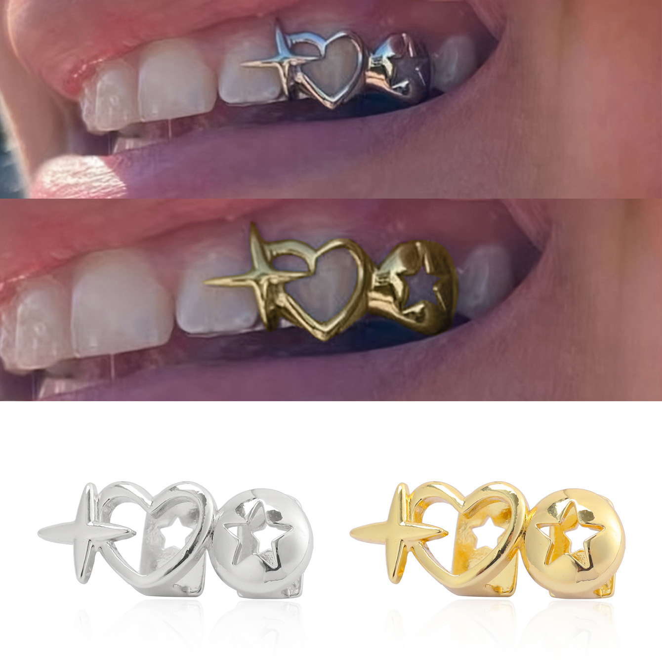 ฝาครอบฟันรูปหัวใจแบบพังก์ฮิปฮอ - Street Fashion Jewelry บทวิจารณ์และราคา
