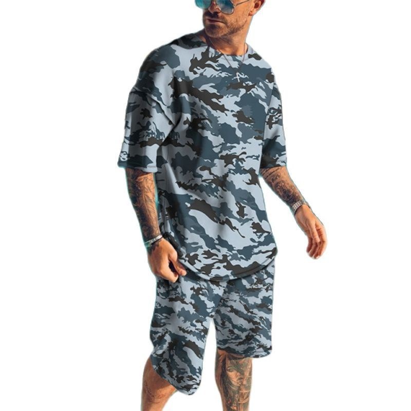 ฤดูร้อนใหม่ผู้ชายTracksuits 3D - Camo Pattern Set บทวิจารณ์และราคา